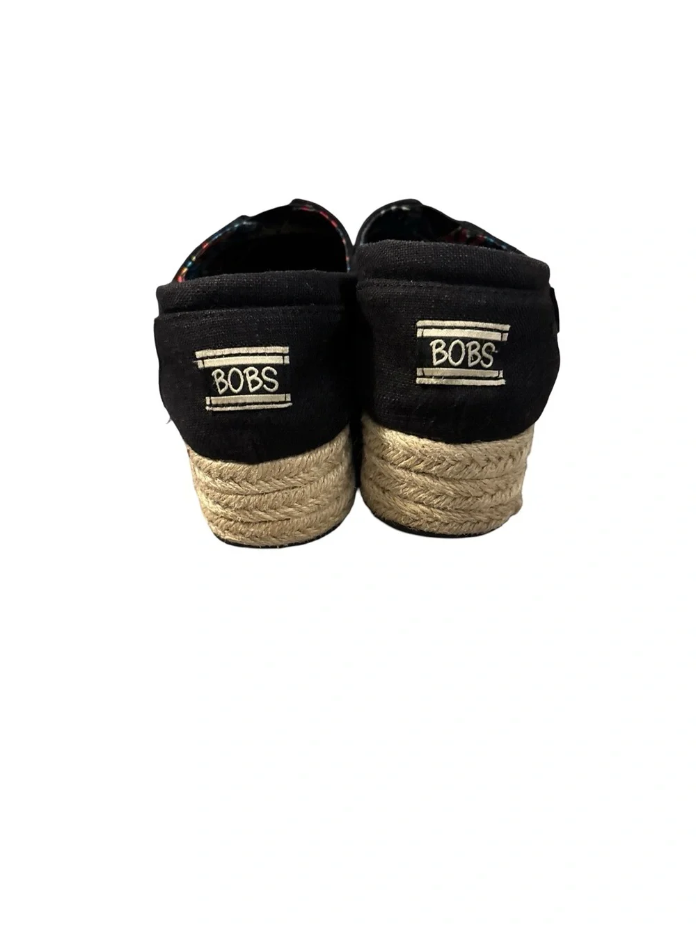 BOBS Black Espadrille Wedge Bohemian Coastal Preppy Earthy Slip-Ons Size 7.5